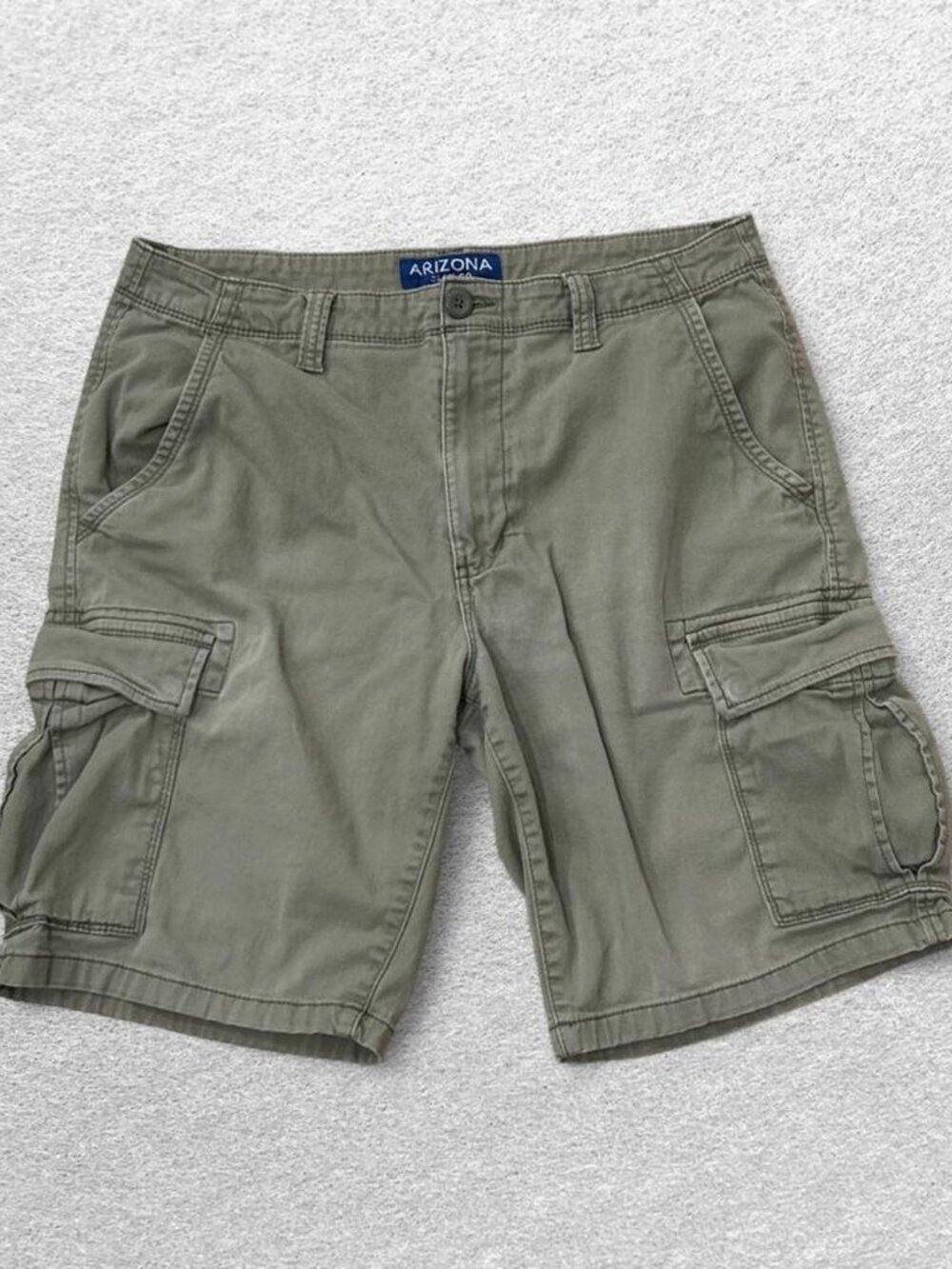 Vtg Arizona Jean Co Flex Classic Fit Mens Cargo Shorts Olive Green 34 Y2K